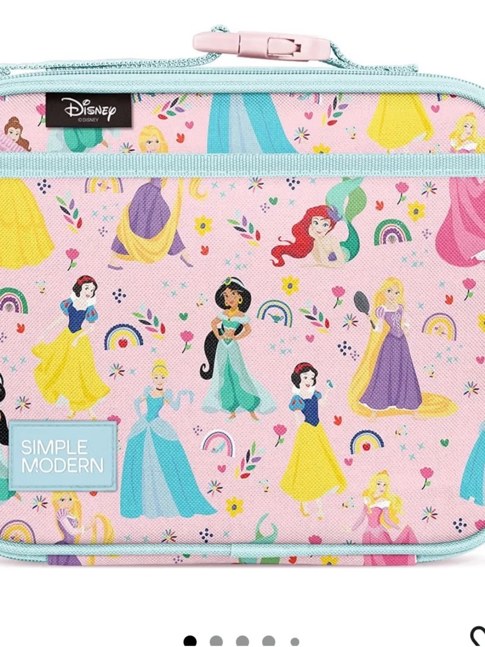 Girls Princess Print School Backpack - Pink with Light Blue Accents - Picture 3 of 14